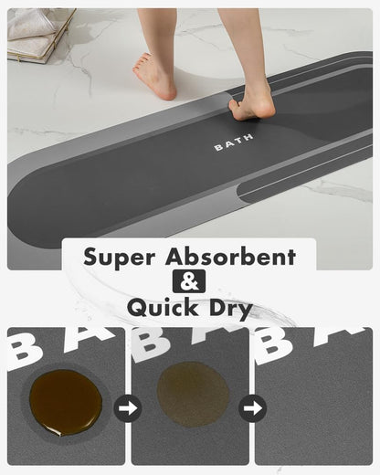 MontVoo Bath Mat - Non Slip, Quick Dry, Stain Resistant Bath Mat Rug for Bathroom Floor - Easy Care Shower Rug for Outside Bathtub - 17"x27" Grey
