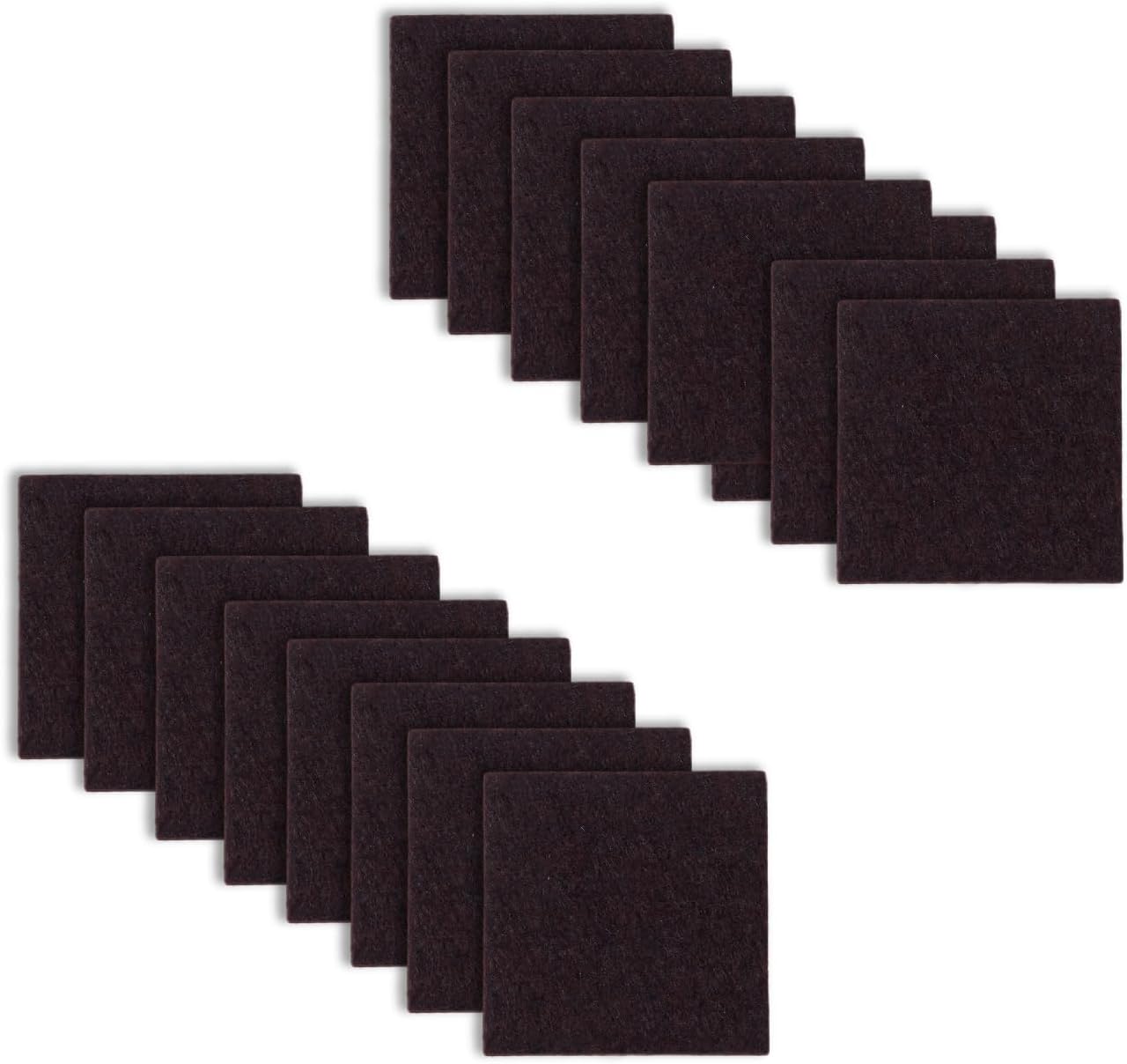 Furnigear 1.5x1.5 Inch Square Felt Furniture Pads, 18Pcs Self-Adhesive Floor Protectors for Chair Legs, Hardwood Floors - Cuttable, Anti-Scratch, Brown
