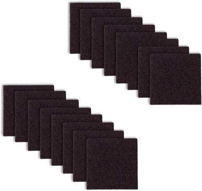 Furnigear 1.5x1.5 Inch Square Felt Furniture Pads, 18Pcs Self-Adhesive Floor Protectors for Chair Legs, Hardwood Floors - Cuttable, Anti-Scratch, Brown