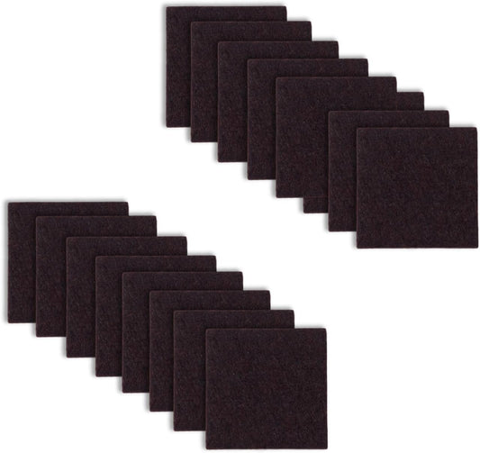 Furnigear 1.5x1.5 Inch Square Felt Furniture Pads, 18Pcs Self-Adhesive Floor Protectors for Chair Legs, Hardwood Floors - Cuttable, Anti-Scratch, Brown