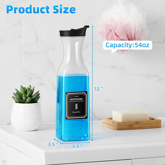 Laundry Detergent Dispenser,54OZ Laundry Soap Dispenser,Liquid Laundry Detergent Container,Fabric Softener Dispenser with Bamboo Wood Tray,Laundry Room Organizer with 4 Labels