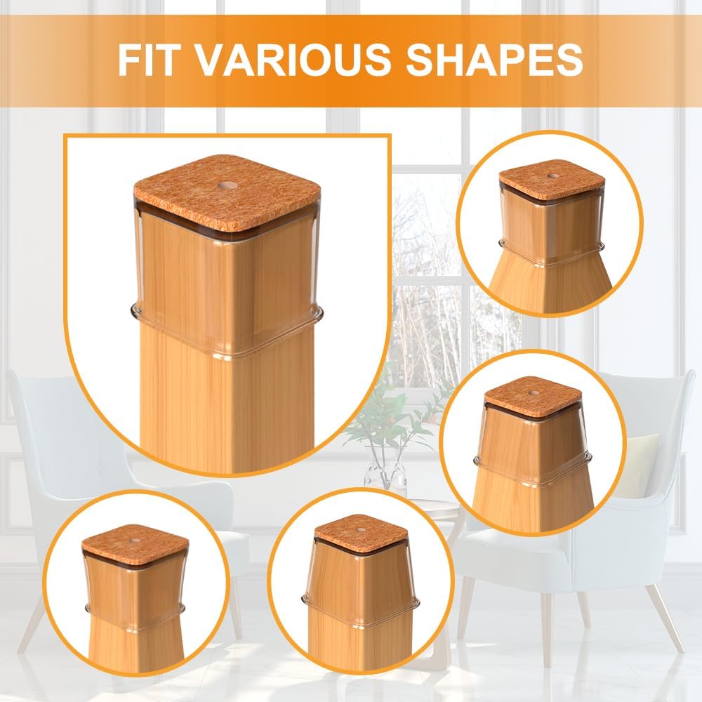 VIUME 24 Pcs Chair Leg Floor Protectors for Hardwood Floors Silicone Covers Felt Pads Furniture Leg Caps Anti-Scratch Reduce Noise Fit (1-5/16" to 2")