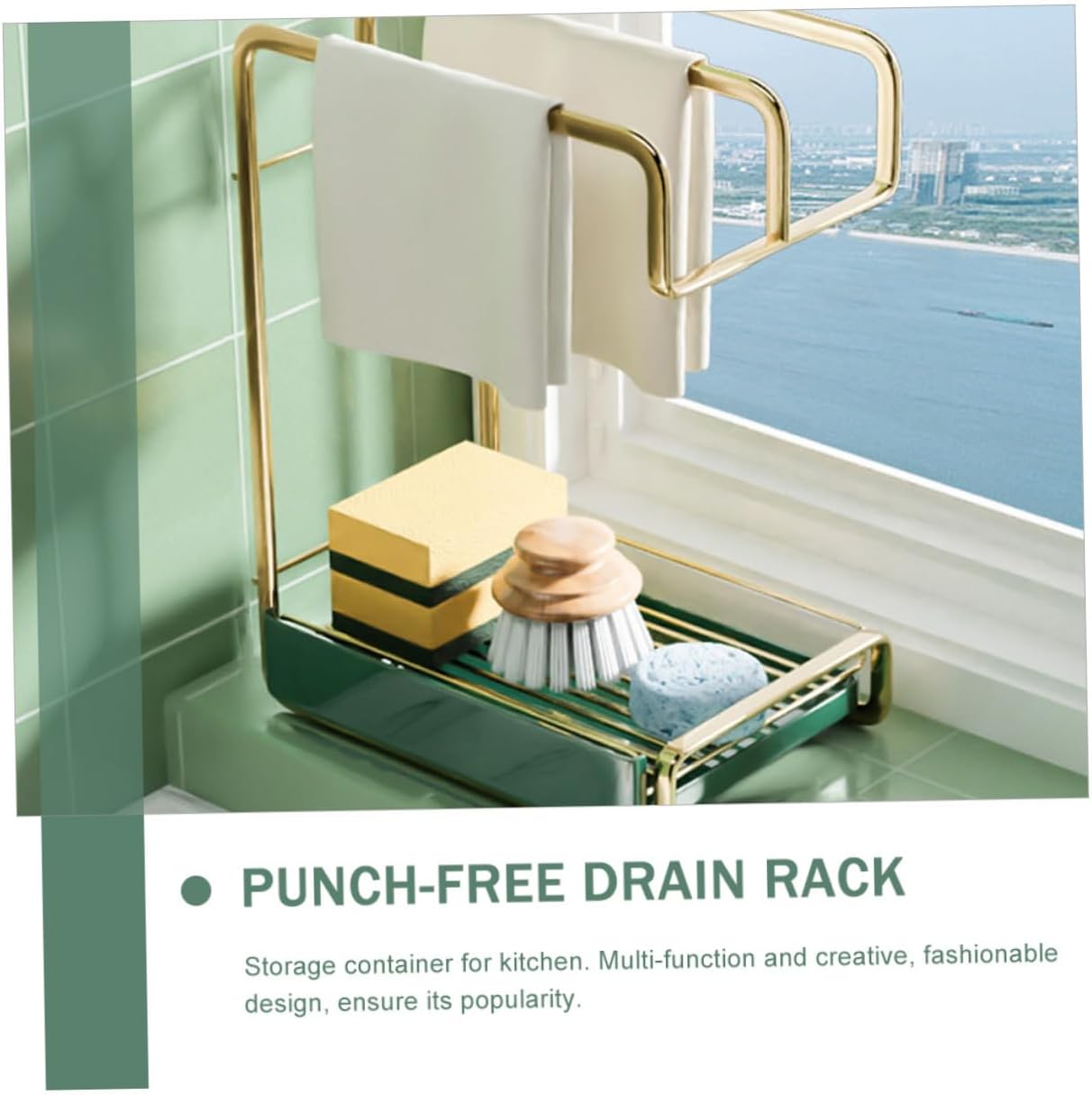 ABOOFAN Wall Hanging Drain Rack Kitchen Storage Drying Rack Practical Iron Sponge Duster Holder Space Saving Wall Mount Organizer for Cleaning Tools Finish