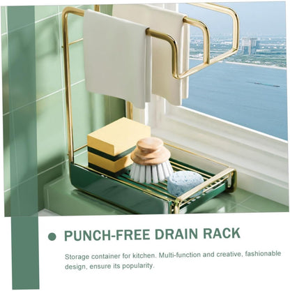 ABOOFAN Wall Hanging Drain Rack Kitchen Storage Drying Rack Practical Iron Sponge Duster Holder Space Saving Wall Mount Organizer for Cleaning Tools Finish