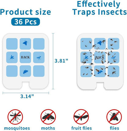 36 Pack Refill Glue Boards Compatible with Safer Home SH502 SH503, Dynatrap DT3005W DT3005W-DS3 DT23005-06, Indoor Plug-in Sticky Traps for Gnat, Fly, Mosquito, Moth..., Pet & Kid Safe, Value Package