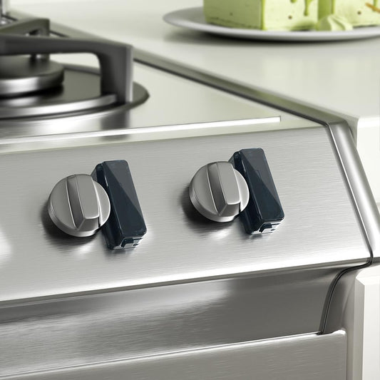SAFELON 8 Pcs Baby Safety Stove Gas Knob Lock, Kitchen Safety Stove Gas Knob Covers for Babies & Toddlers, Childproof Gas Oven Locks (Black)