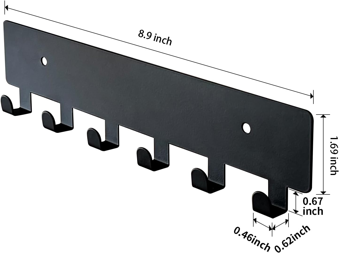 GTK Key Holder for Wall, Key Hooks with 6 Hooks, Wall Mounted Key Holder for Hallway, Self Adhesive Key Rack(White)