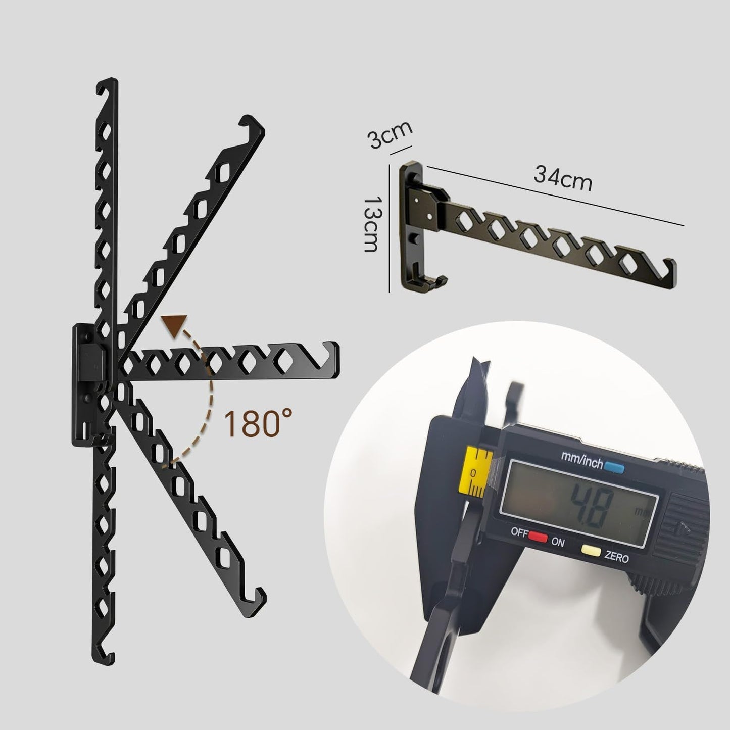 Laundry Hanger Wall Mount,Aluminium Foldable Drying Rack for Laundry Room Bathroom Kitchen Balcony Wardrobe RVs,Black 2 Pack