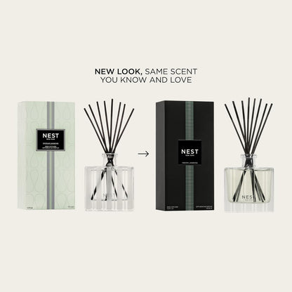 NEST New York Reed Diffuser, Moroccan Amber - 5.9 fl oz - Fragrance for Up to 90 Days - Reusable, Refillable Glass Holder - Includes 8 All-Natural Reed Sticks - Flame Free