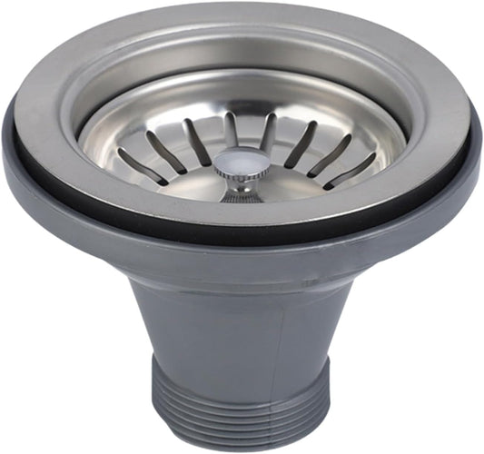 Premium 316 Stainless Steel Kitchen Sink Drain Assembly - 4.5" Strainer & Stopper with Deep Removable Basket, Adjustable Sliding Flange -cUPC Certified