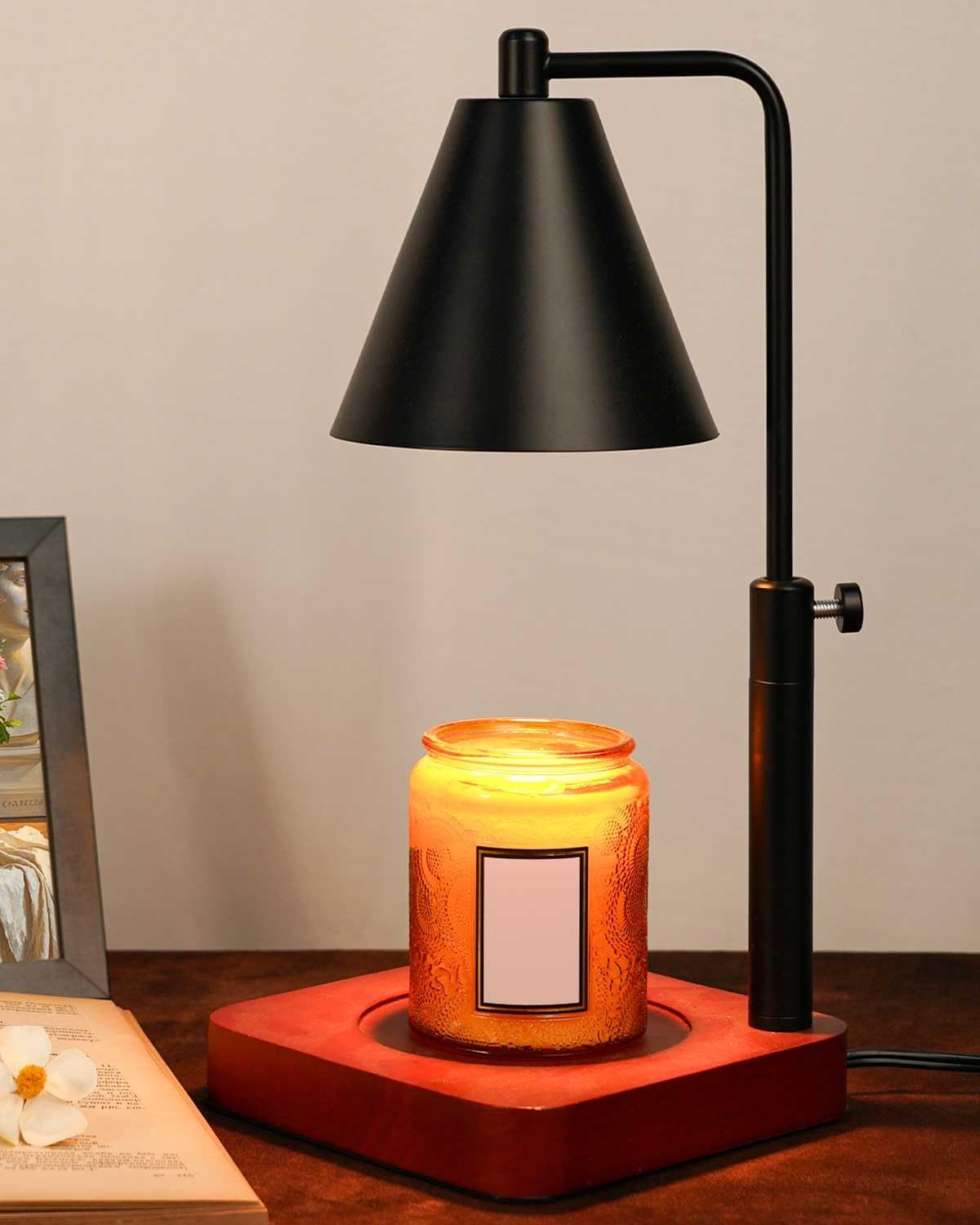 Candle Warmer Lamp Wood with Timer, Dimmable Electric Candle Lamp Warmer for Jar Candles, 2*35 Watt Bulb, Mothers Day Birthday Gifts for Women Men, Decorative Wooden Candle Lamp for Bedroom Home Decor