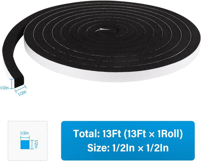 DGSL Foam Insulation Tape, 1/2In x 1/4In x 33Ft Weather Stripping Door Seal Strip for Doors and Windows,Sliding Door,Sound Proof Soundproofing Door Seal,Weatherstrip,Air Conditioning Seal Strip