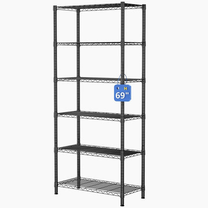 Golpart 4 Tier Adjustable Storage Shelves Metal Utility Shelf Wire Shelving Unit Organizer Rack for Home Kitchen Office Bathroom Pantry Room 12" D x 18" W x 44" H