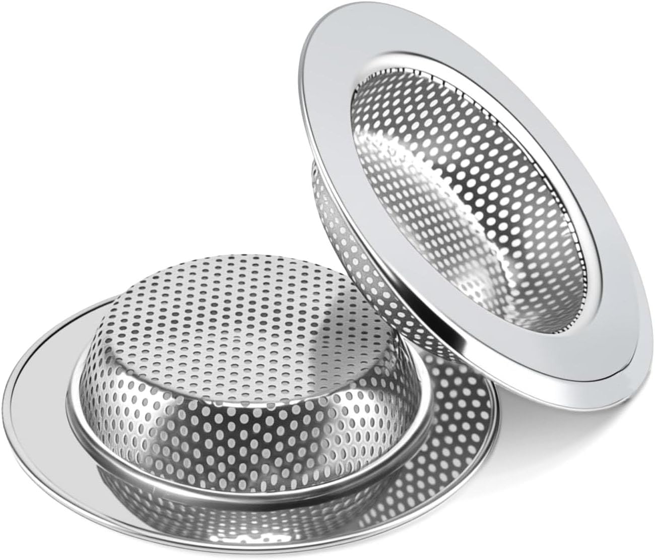 2PCS Sink Drain Strainer Set, 4.5 Inch Outer Diameter | Stainless Steel Ktchen Sink Strainer, Sink Drain Cover Filter Food Catcher Basket,Prevent Clogs and Keep Drains Clear