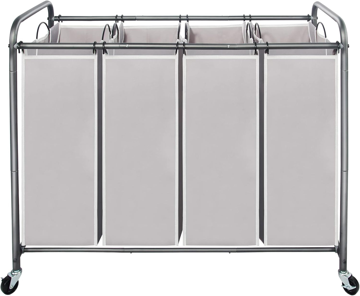 STO STO Laundry Sorter 3 Section, 3 Bag Clothes Hamper, Rolling Laundry Cart Basket with Heavy Duty Lockable Wheels and Removable Bag for Laundry Room, Bedroom, Closet, Gray