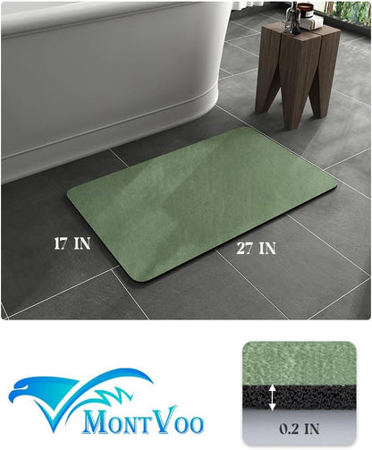 MontVoo -Bath Mat-Rubber Backing Non SlipThin Bathroom Rugs Fit Under Door- Quick Dry Absorbent Faux Suede Surface Grey Bathroom Floor Mats-Shower Rug for in Front of Bathtub Shower Gray 16x24
