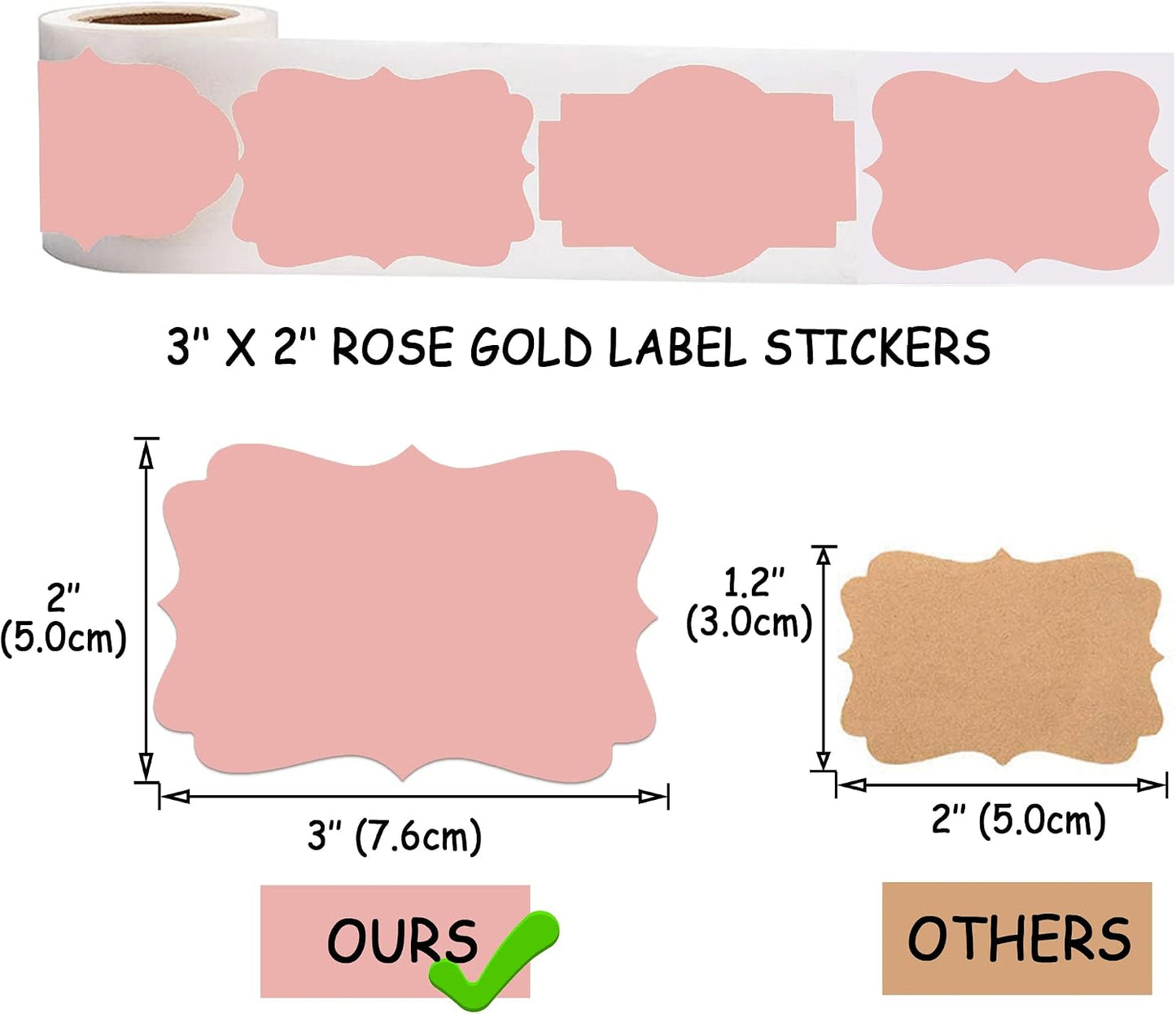 2" x 3" Kraft Label Stickers Writable Gift Labels, 200PCS Self-Adhesive Brown Labels for Essential Oil Bottle, Jars, Food Storage or Gift Decoration