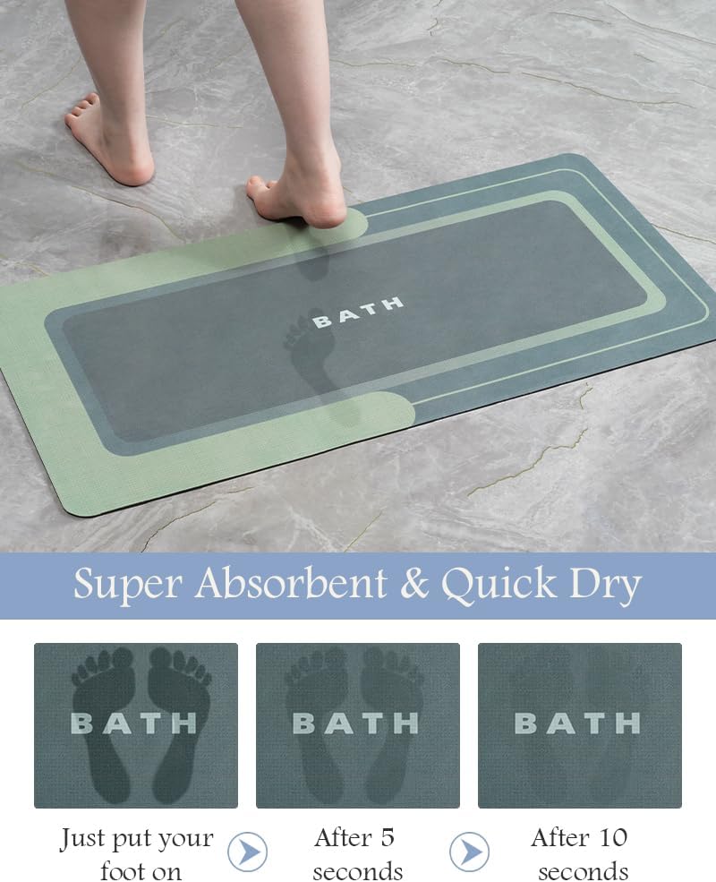 MontVoo-Bath Mat-Bathroom Mat Rug Non Slip Super Absorbent Stain Resistant Quick Dry Thin Bath Rug-Bath Mats for Bathroom Floor Bathtub Vanity-Bathmat Bath Rug Easy Care-17"x27" Grey