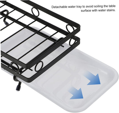 SOLUSTRE Dual-Purpose Wall-Mounted Sponge Rack Black 3-Rod Dishcloth Holder Kitchen Draining Rack for Sponge and Rags Space-Saving Design for Cleaning Supplies