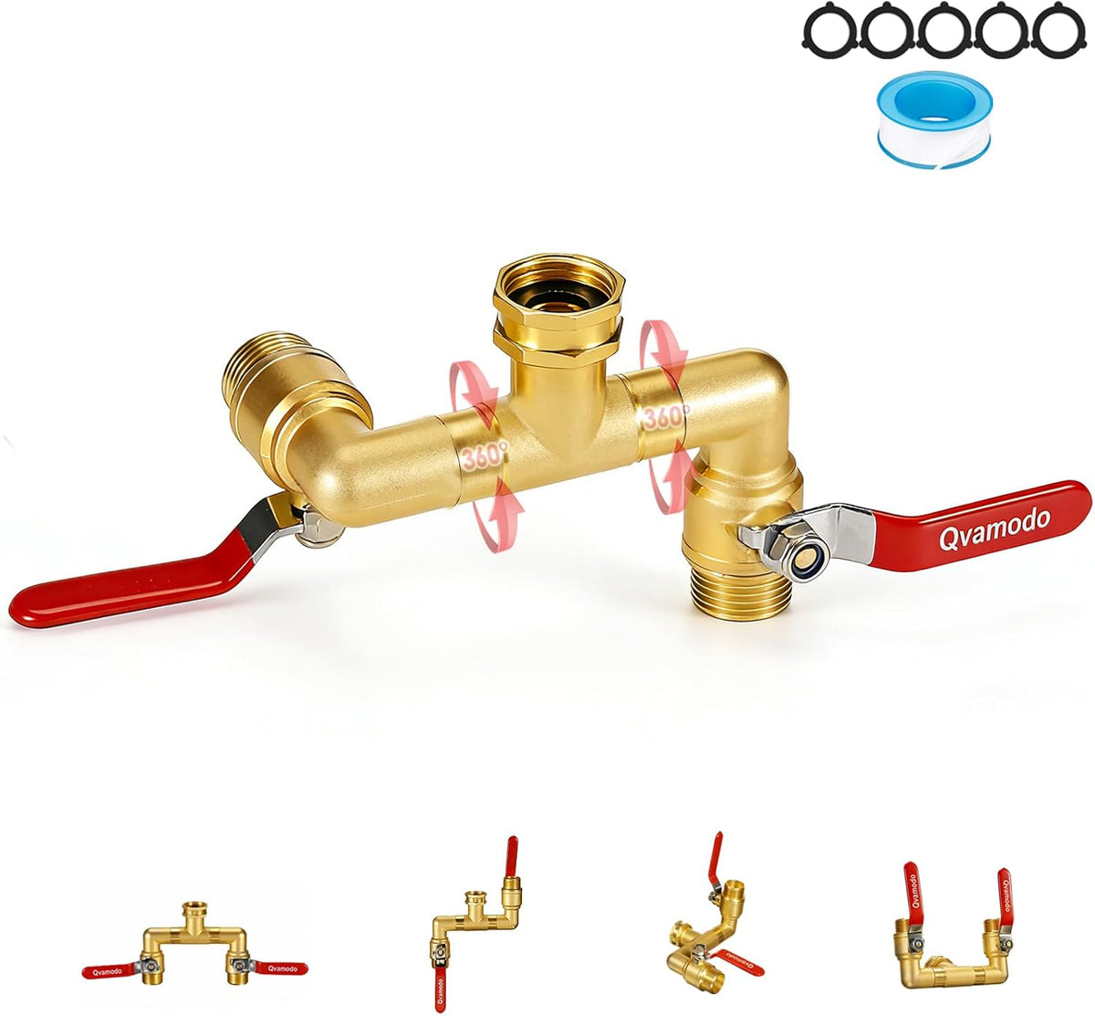 Garden Hose Splitter 3/4" GHT Full Flow 2 Way Brass Hose Splitter Heavy Duty All Metal Hose Y Splitter with Shutoff Outdoor Faucet Water Hose Splitter Y Valve Tap Adapter for Outdoor Garden