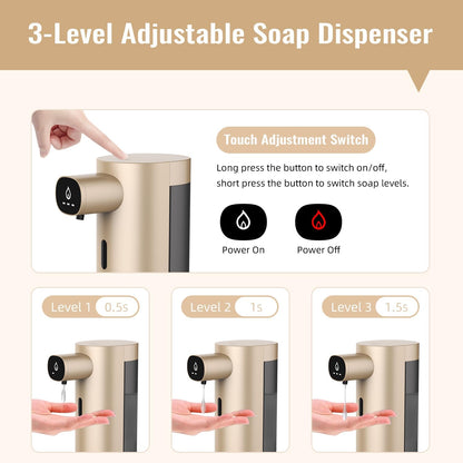 Automatic Liquid Soap Dispenser Touchless, USB Rechargeable Smart Hand Soap Dispenser, 13.5oz/400ml, 3-Level Adjustable, Compatible with Thick Thin Dish Soap for Bathroom Kitchen, Clog-Free (Silver)