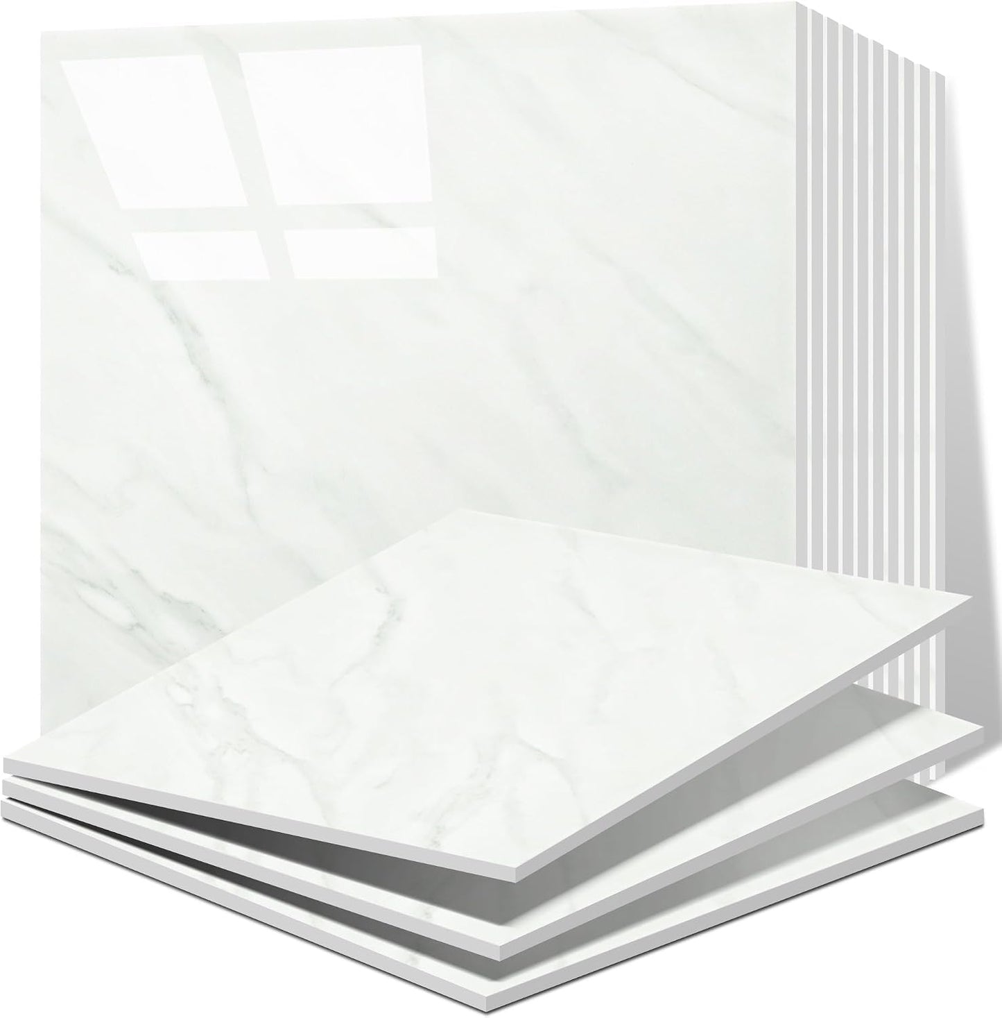 Vieshful 20pcs Peel and Stick Backsplash Tile，12"x12" Self Adhesive Marble Tile for Wall, PVC Waterproof Shower Wall Panels, Back Splash Stick on Tiles for Kitchen Bathroom Living Room (Not Real Tile)