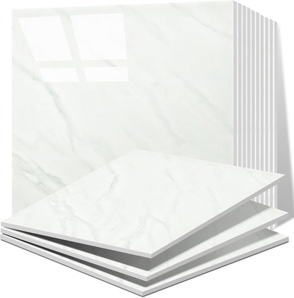 Vieshful 20pcs Peel and Stick Backsplash Tile，12"x12" Self Adhesive Marble Tile for Wall, PVC Waterproof Shower Wall Panels, Back Splash Stick on Tiles for Kitchen Bathroom Living Room (Not Real Tile)