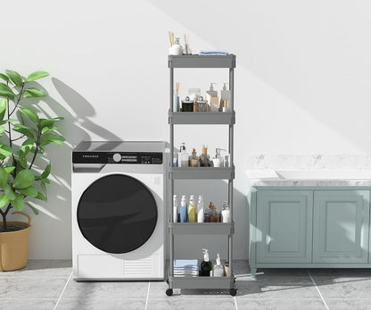 Sooyee 3 Tier Rolling Cart with Wheels, Slim Storage Cart, Under Desk Narrow Rolling Utility Cart Storage Organizer for Office Bathroom Kitchen Laundry Room Narrow Places, White, Plastic and Metal