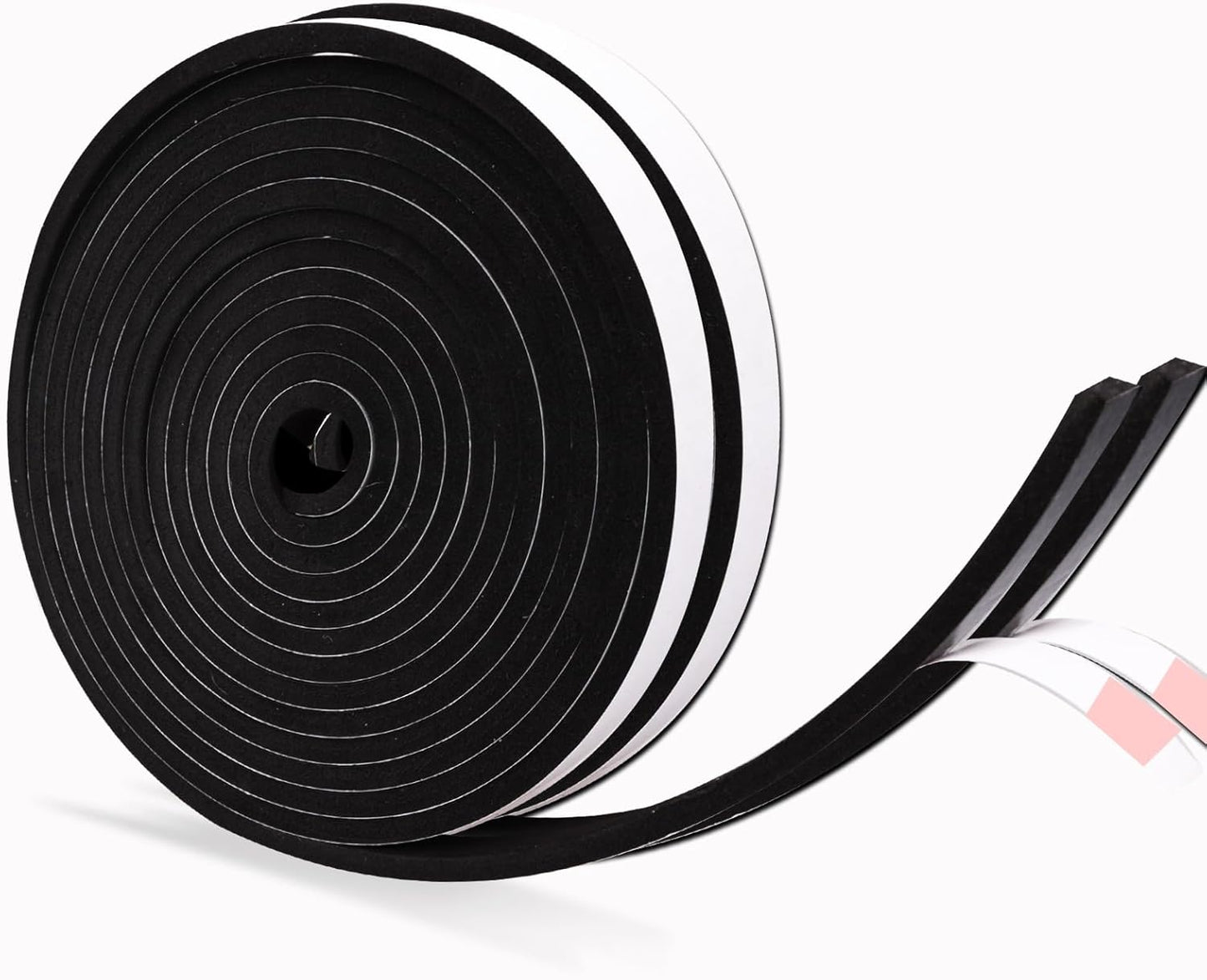 Black Foam Insulation Tape with Self-Adhesive Backing,Closed Cell Foam Weatherstripping 1/2 inch Wide x 3/8 inch Thick,Soundproofing Door Weather Seal Strip for Door and AC Window Seal,High Denisty
