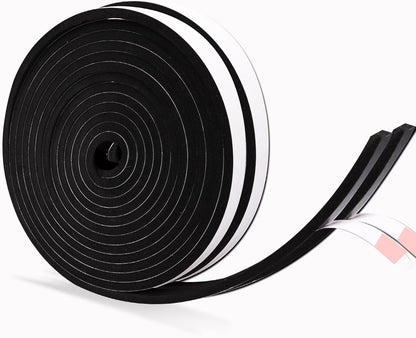 Black Foam Insulation Tape with Self-Adhesive Backing,Closed Cell Foam Weatherstripping 1/2 inch Wide x 3/8 inch Thick,Soundproofing Door Weather Seal Strip for Door and AC Window Seal,High Denisty