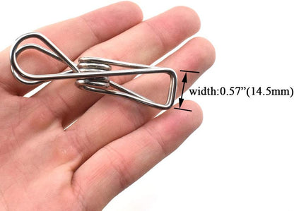 HAHIYO Clothespins Chip Clips All Metal Stainless Steel No Rust Stains Strong Grip in Heavy Wind 2 Inches 24 Pack Do Not Fall Apart Open Wide for Holding Clothes Snack Bag Clamps