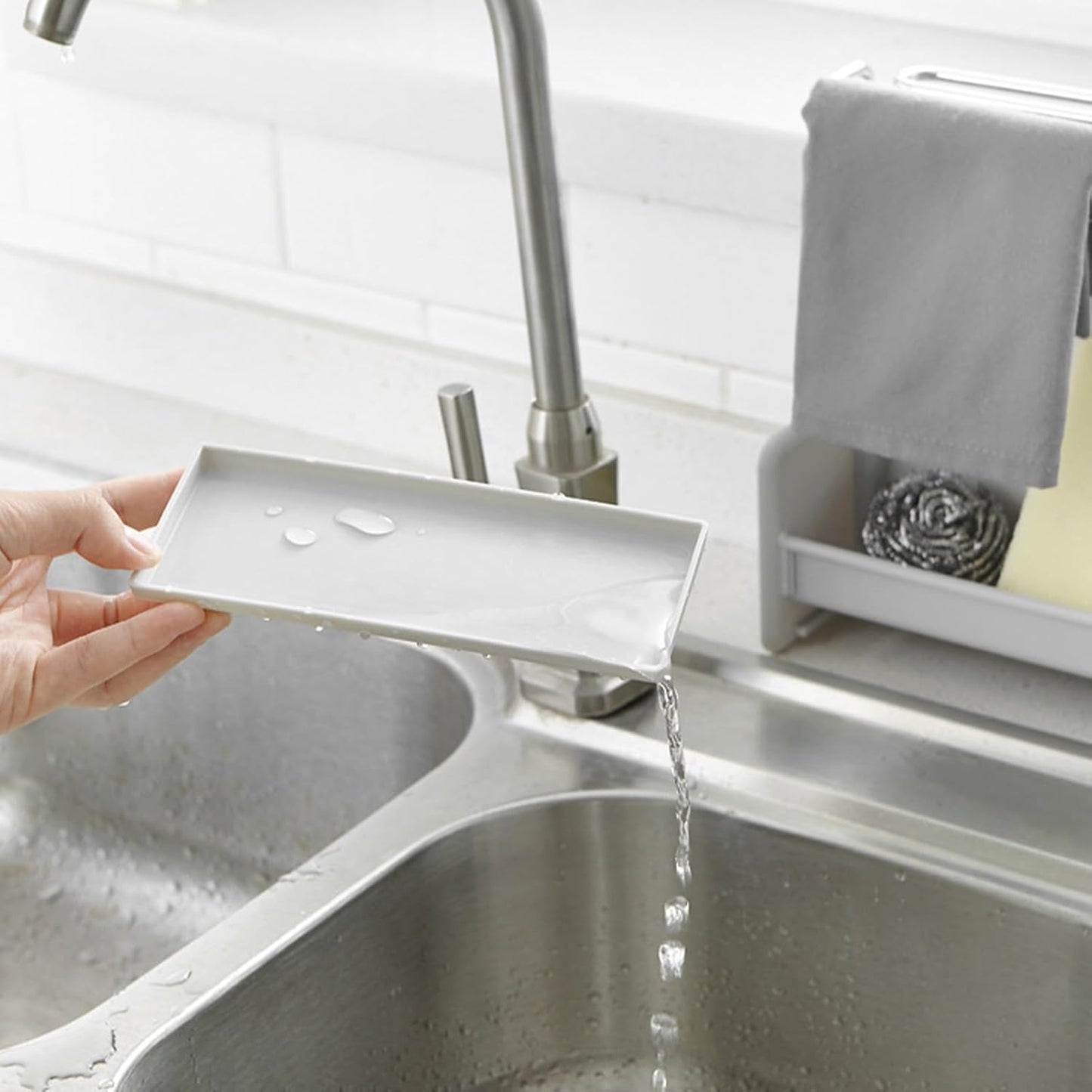Dishcloth Drying Rack,Compact Versatile Detachable Kitchen Countertop Soap Sponge Organizer Wall Mounted Hanging Storage Solution,for Kitchen and Bathroom