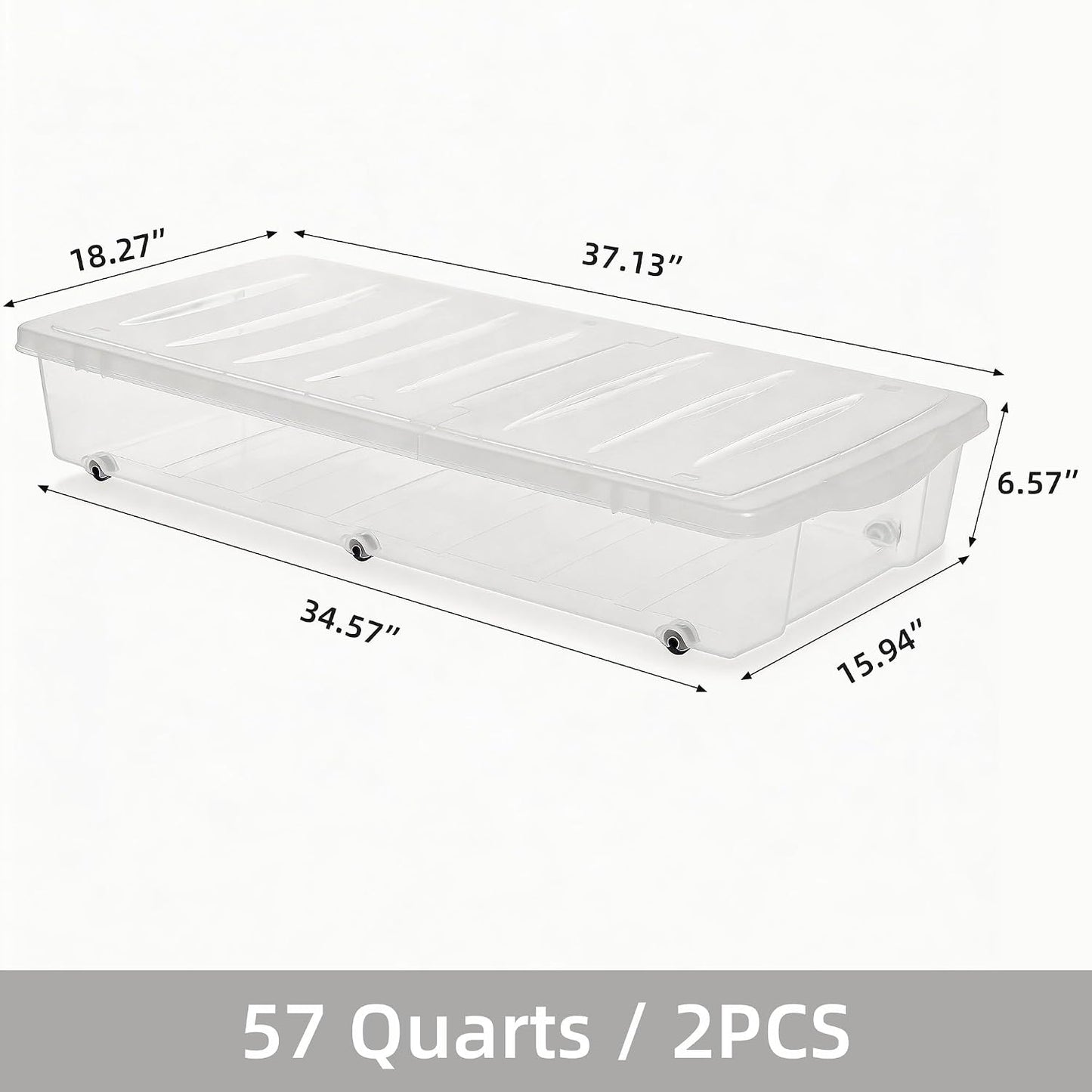 Citylife 57 QT Plastic Storage Bins with Double-Opening Lids, Storage Containers for Organizing, Large Clear Storage Box for Closet, Blankets, 2 Packs
