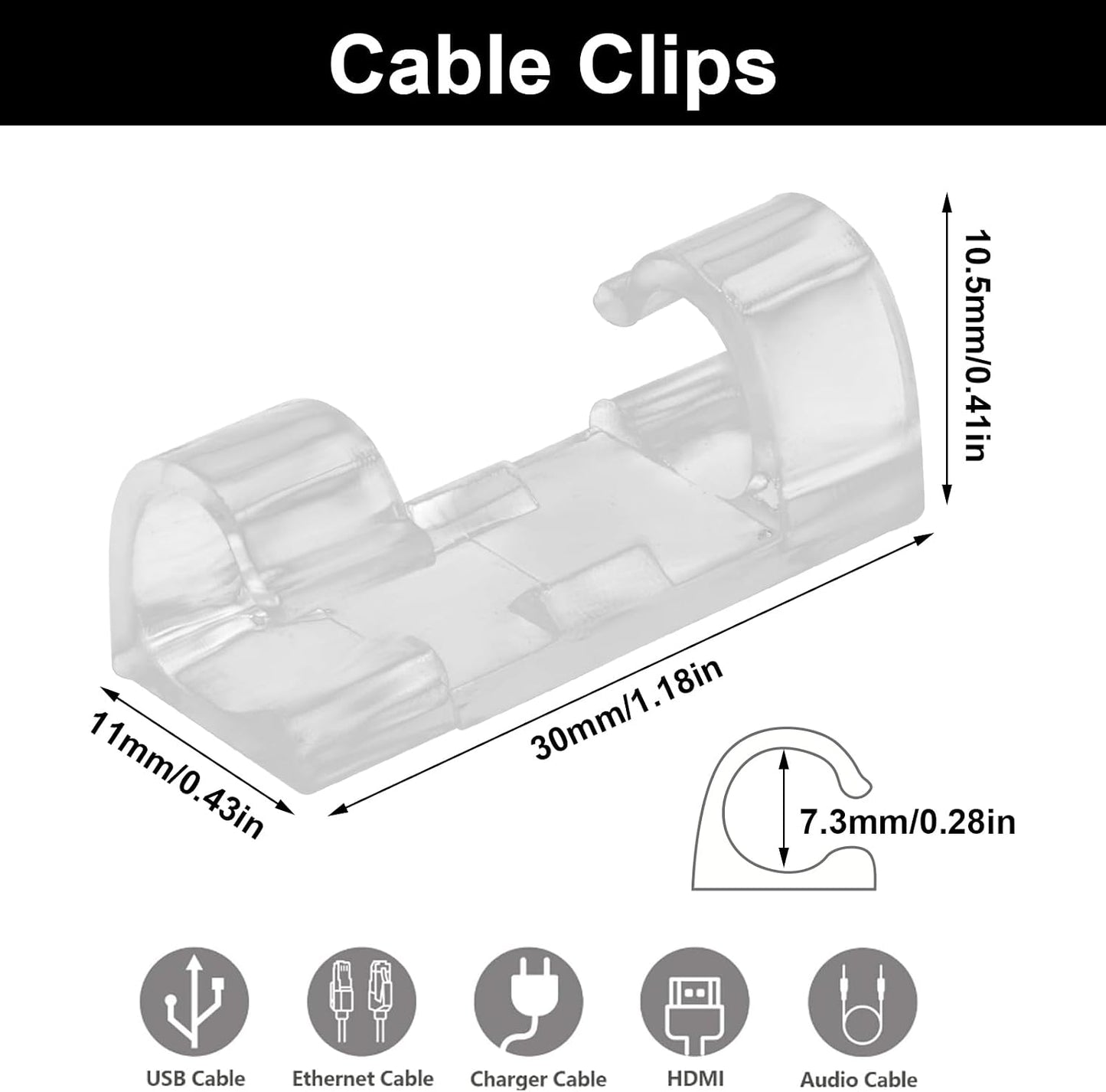 Jiozermi 60 Pcs Self Adhesive White Cable Clips, Cable Wire Management Clips with 3M Adhesive Wall Wire Holder Cord Management for Desk, Wall, TV, Car Dash Cam, RV, Ethernet, PC, Christmas Light