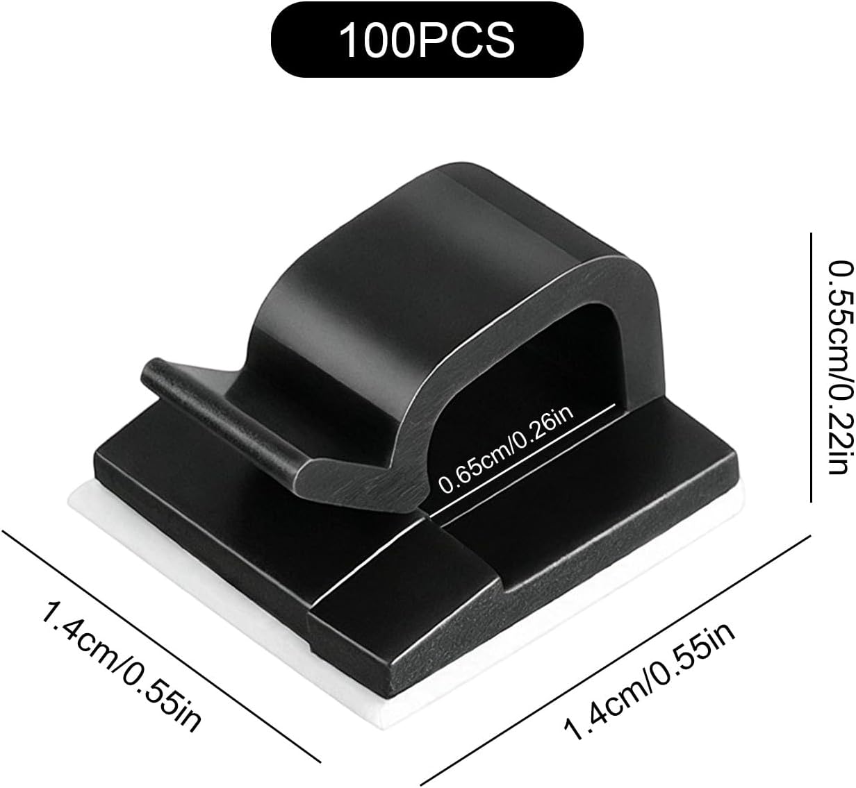 Upgrade 100 Pack Adhesive Cable Wire Clips, Self-Adhesive Cord Organizer Clips, No-Drill Cable Management Clip for Desk, Wall, Home, Office and Car (Black)