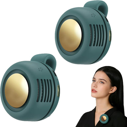 Portable Fan,2-in-1 Waist Clip On Bladeless, Ultra-Quiet Mini Personal Neck Fan 3 Speeds with 360°Adjustable Clip USB Rechargeable for Hiking,Office & Outdoor
