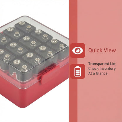 ALCYON Battery Organizer Storage Case, Battery Vault Box Container for 48pcs AA Batteries, Plastic Clear Protective Battery Holder for Travelling/Home/Office (Black, Large)