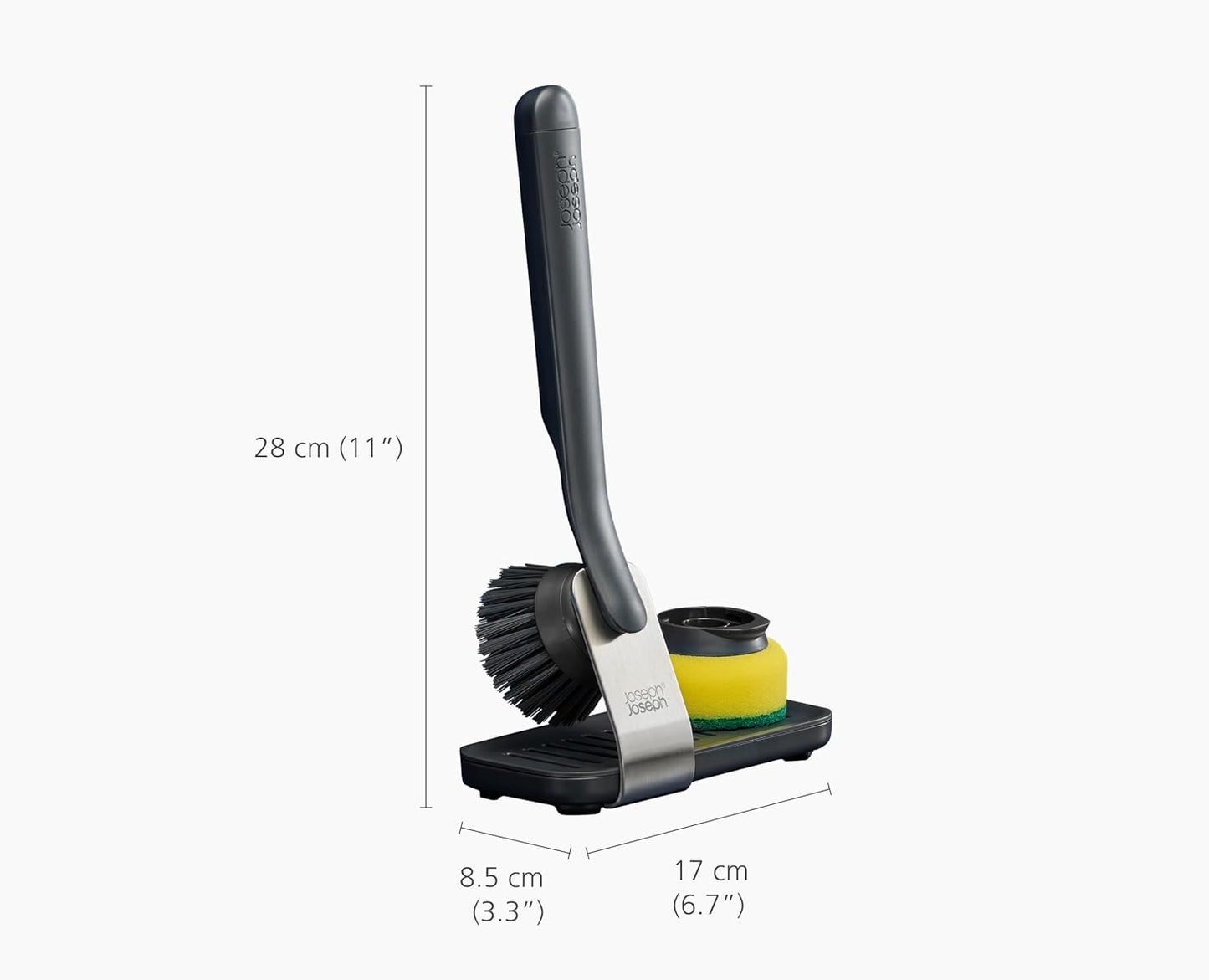 Joseph Joseph SinkTech Dish Brush with Replacement Head, Durable Bristles, Easy to Replace