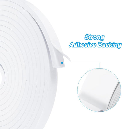 PATIKIL Weather Stripping Door Seal Strip, 3/8 Inch x 1/4 Inch x 32 Ft Self Adhesive Soundproof High Density Foam Tape Insulation for Door Window Air Conditioning, White - Colors B