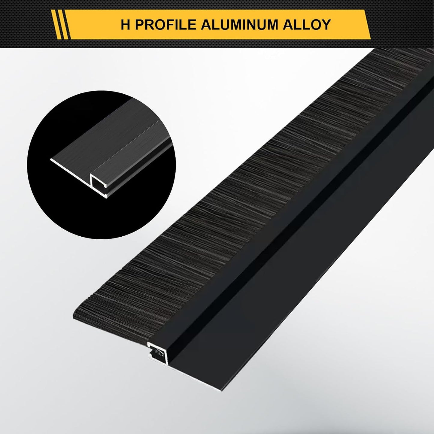 4-Pack Garage Door Brush Seal – Cepia Black Bottom Sweep – Roll-Up Door Stripping, 2.80" Wide x 39.3" Long, Aluminum Alloy Base, Ideal for Exterior Doors and Industrial Use (157.5 in / 400 cm)