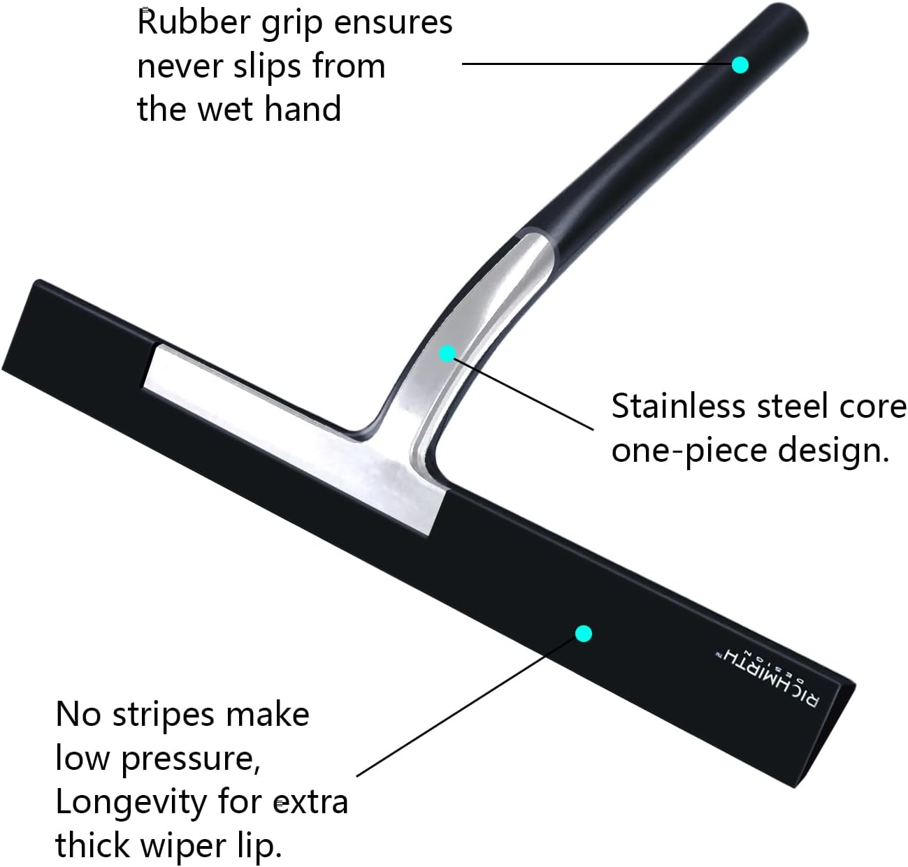 Shower Glass Cleaner Squeegee, 9 Inch Width Silicone Bathroom Squeegee for Shower, Glass, Car Window, Mirror - Green