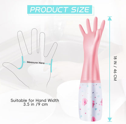 XJMWXHFC 3Pcs Reusable Dishwashing Gloves, Waterproof Long Cuff Non-Slip Household Gloves With Cotton Lined For Laundry, Cleaning, Working, Gardening
