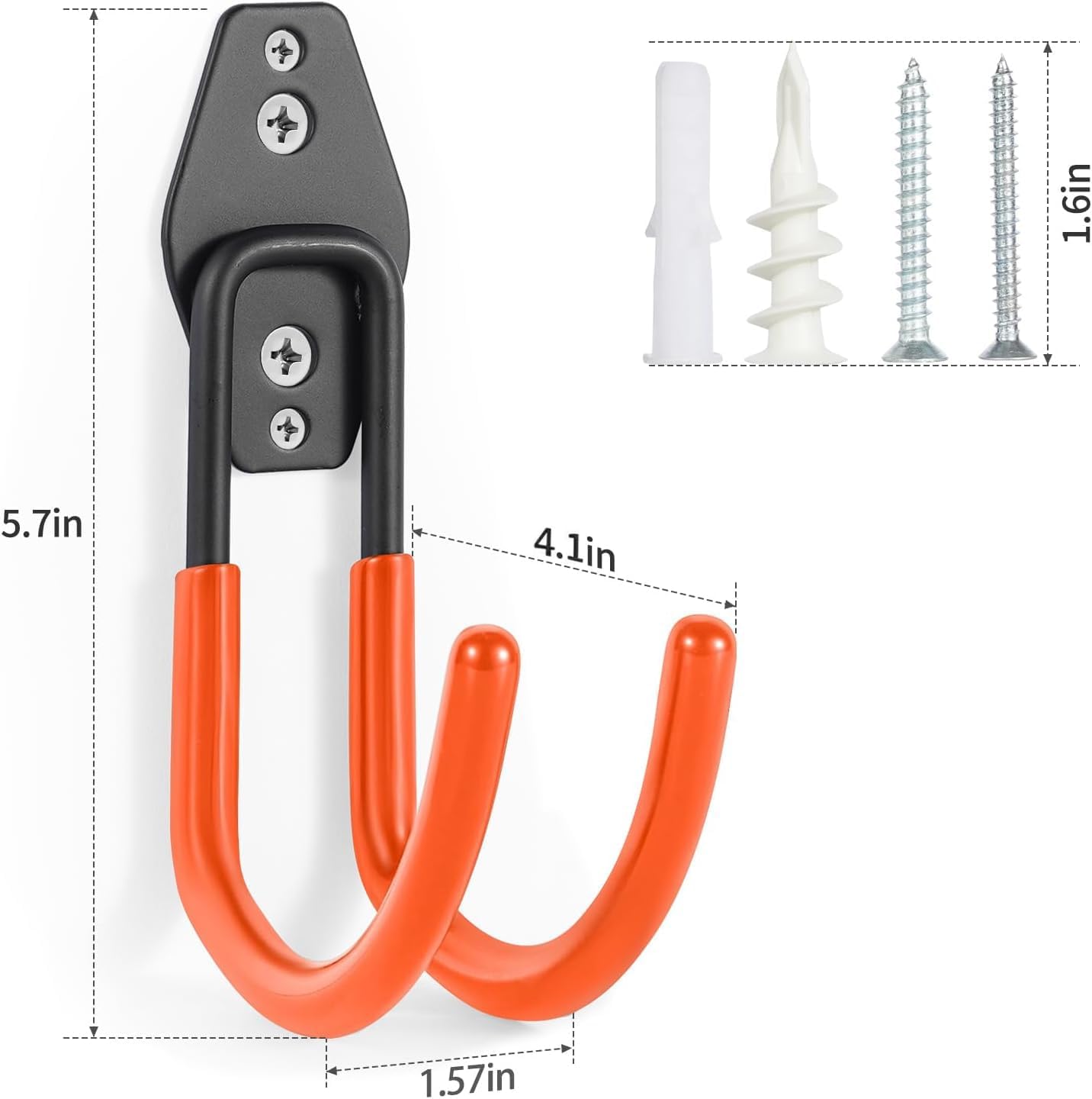 Hose Hanger Wall Mount 2 Pack,Heavy Duty Hose Holder with Screws Metal Hose Hangers for Outside,Hose Rack Suitable for Garage,Garden and Yard,Black