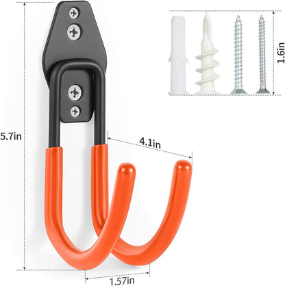Hose Hanger Wall Mount 2 Pack,Heavy Duty Hose Holder with Screws Metal Hose Hangers for Outside,Hose Rack Suitable for Garage,Garden and Yard,Black