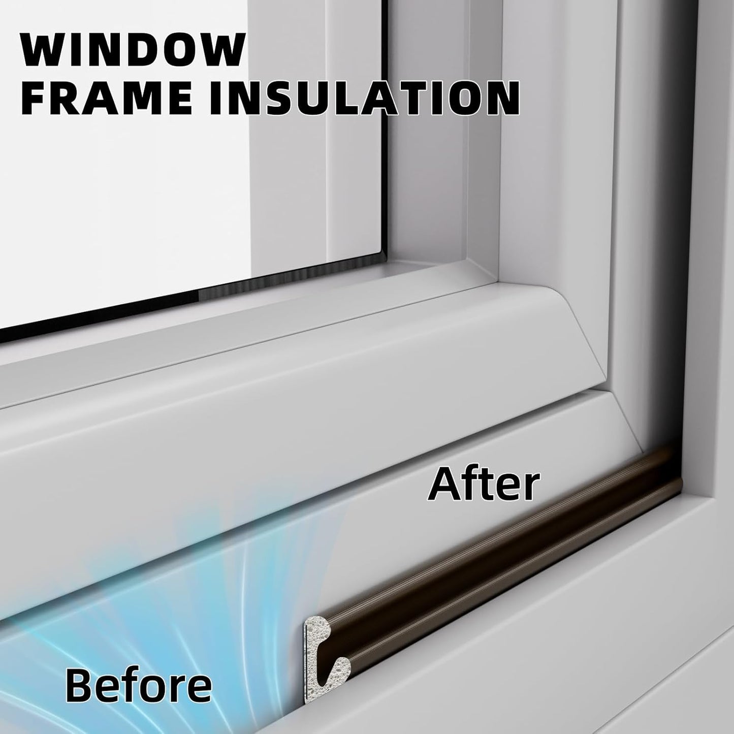 1 Pack*19.6 Ft Self-Adhesive V Shape Foam Window Weather Stripping Door Seal Insulation Strip for Winter, Soundproof Exterior Front Frame Gap Filler, Draft Stopper Tape Noise Light Blocker (White)