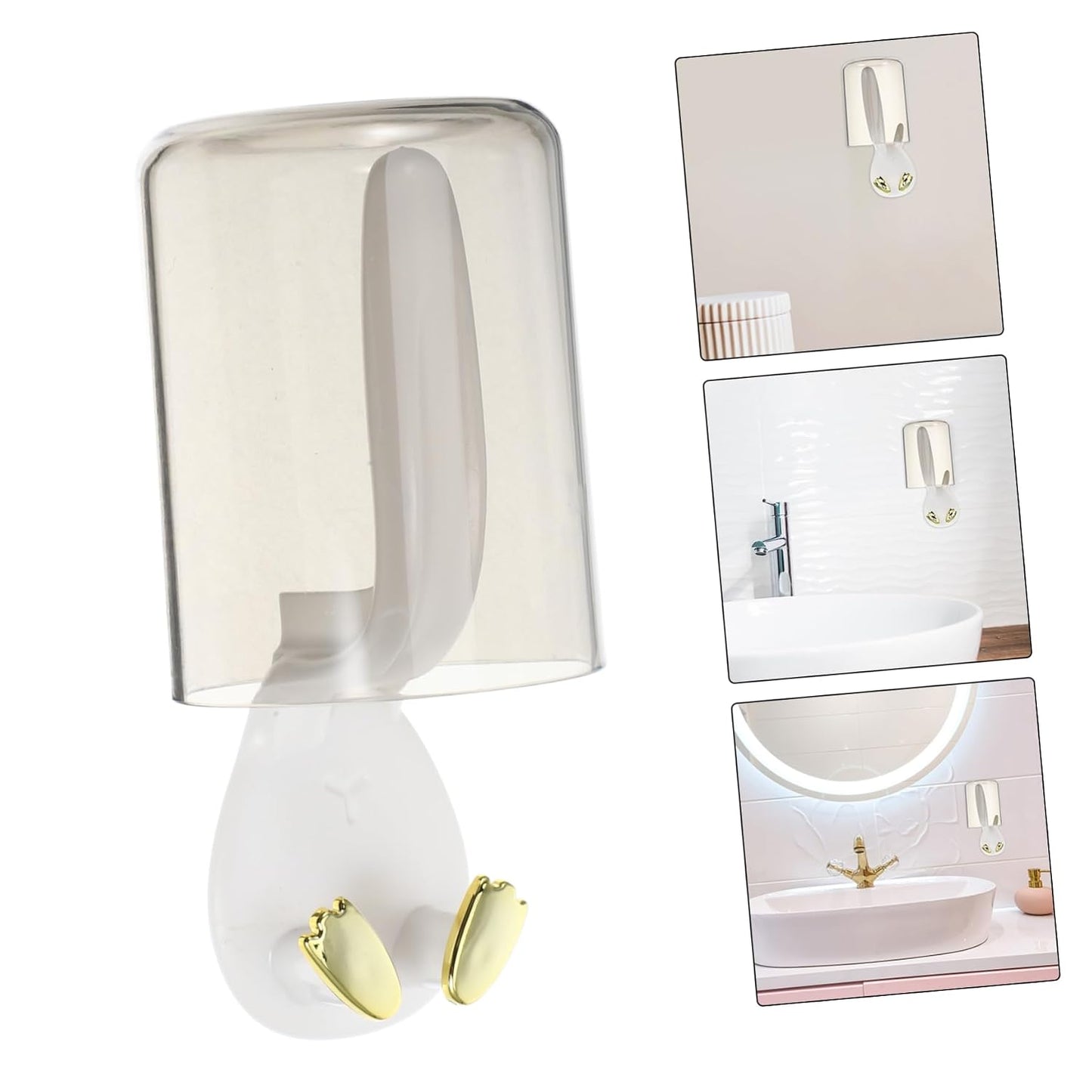 Zerodeko Wall-Mounted Toothbrush Holder with Cup and Cover Easy Installation Bathroom Organizer for Toothbrushes and Cups Space-Saving Design for Home and Dorm Use