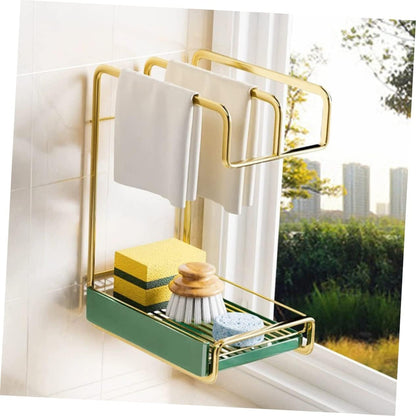 PRETYZOOM Wall-mounted Sponge Rack for Kitchen Lightweight Draining Stand Multi-functional Storage Organizer for Cloths and Cleaning Tools