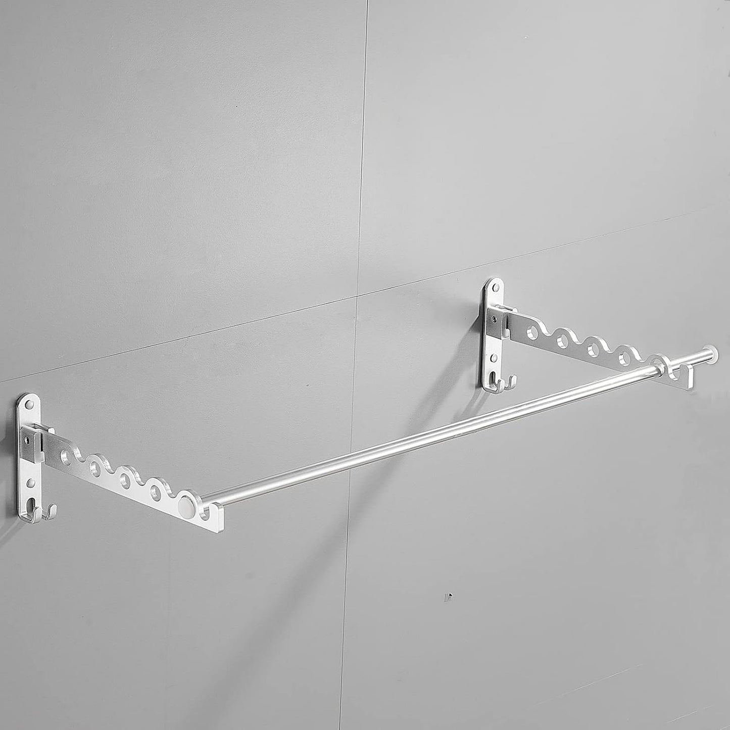 Clothes Drying Rack Wall Mounted Drying Racks for Laundry Room Organization and Storage Clothes Rack，Aluminum Dryer Rack with Two Drying Rods for Hanging Wet and Dry Clothes