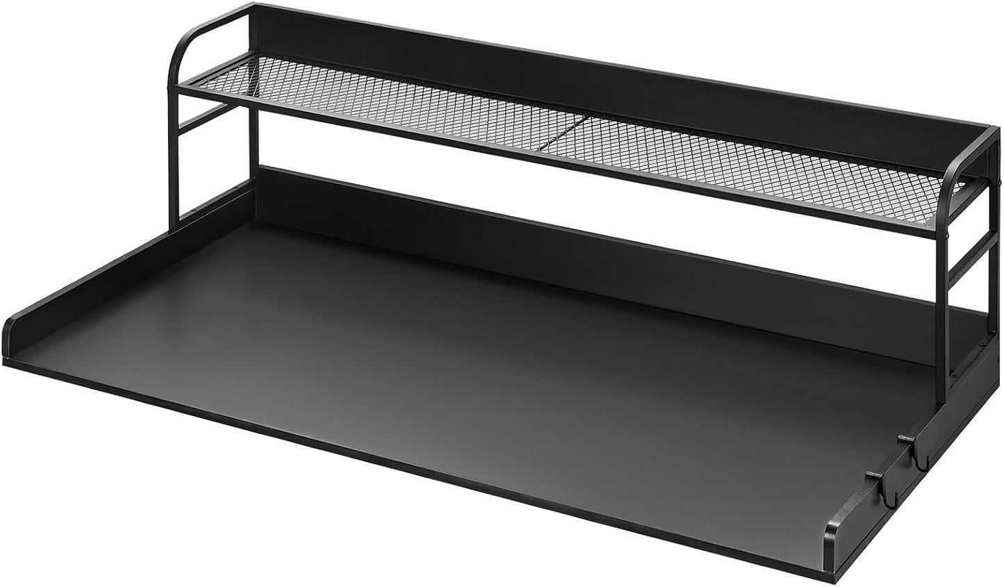 VEVOR Washer Dryer Countertop with 2-Tier Shelf, 54" x 27" Wooden Washer and Dryer Countertop with Anti-Slip Pads, Water-Resistant Laundry Topper Cover for Laundry Room Organization and Storage, Black