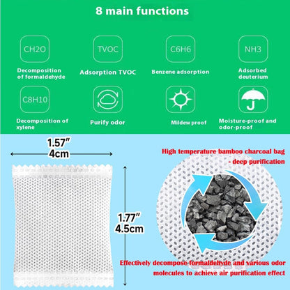 100Pack Natural Activated Charcoal Bags Strong Odor Absorber; 2g/Pack Small Air Purifying Bag for Closet or Car or Shoe ; Air Freshener and Moisture Absorbers for Home,Car,Closet,Shoe,Pets